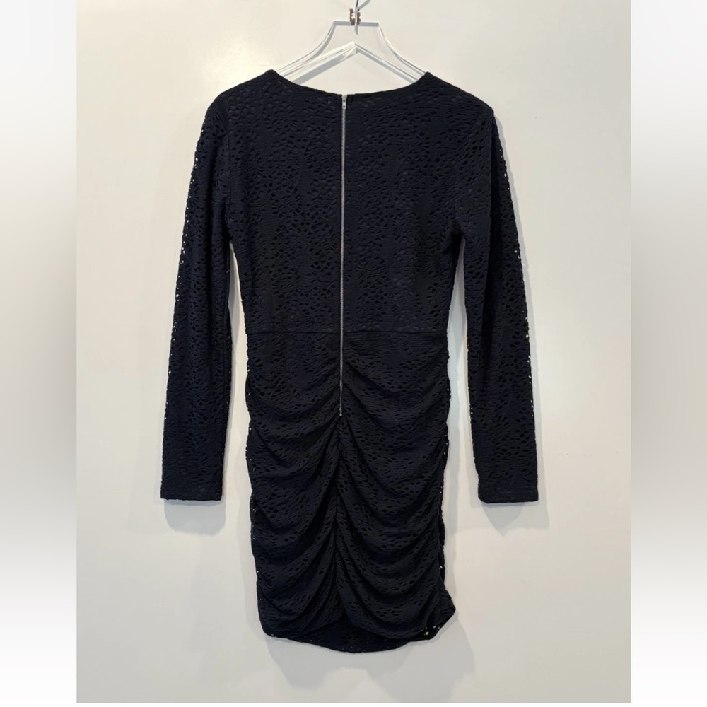 Endless Rose Navy Blue Lace Ruched Long Sleeve Bodycon Mini Dress Large NWT - Picture 2 of 7